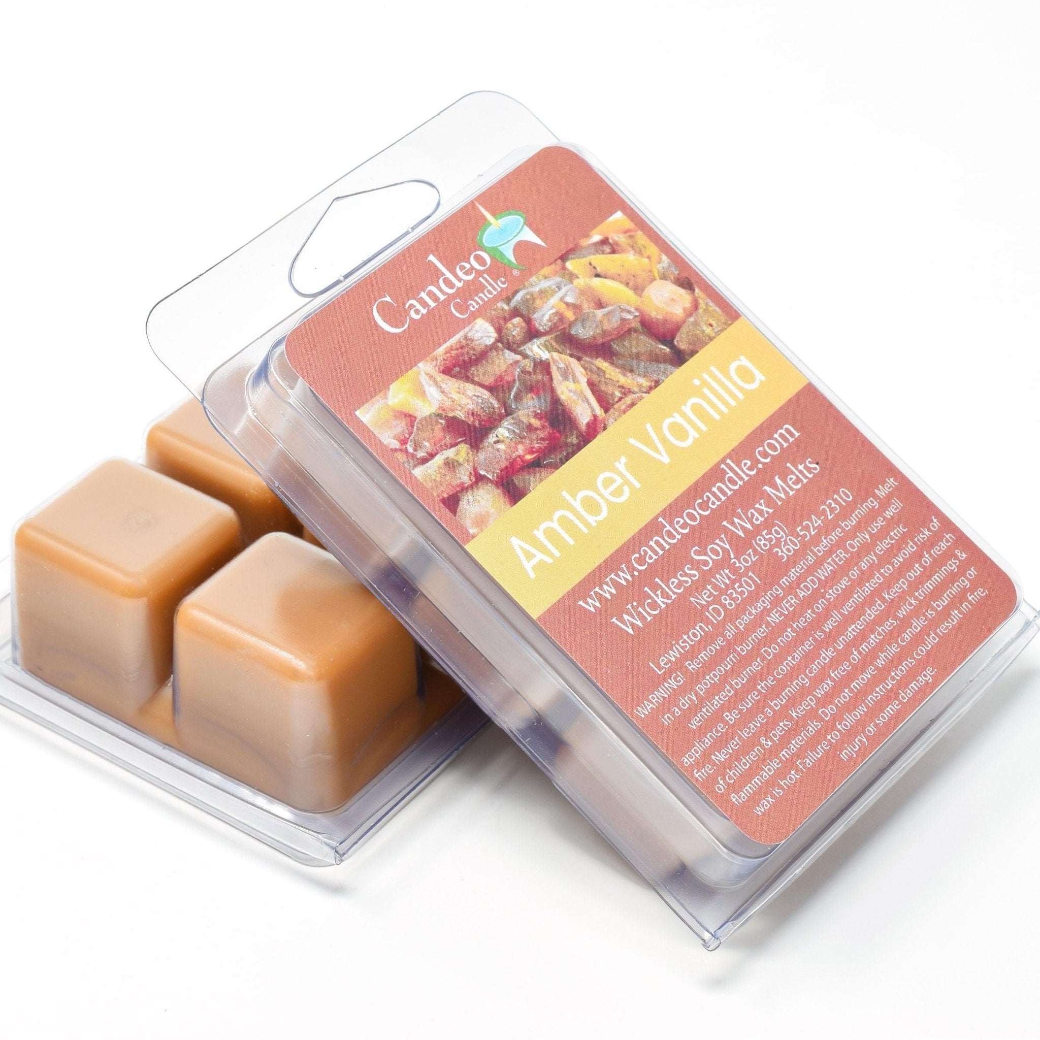 Amber Vanilla, Soy Melt Cubes, 2-Pack - Candeo Candle